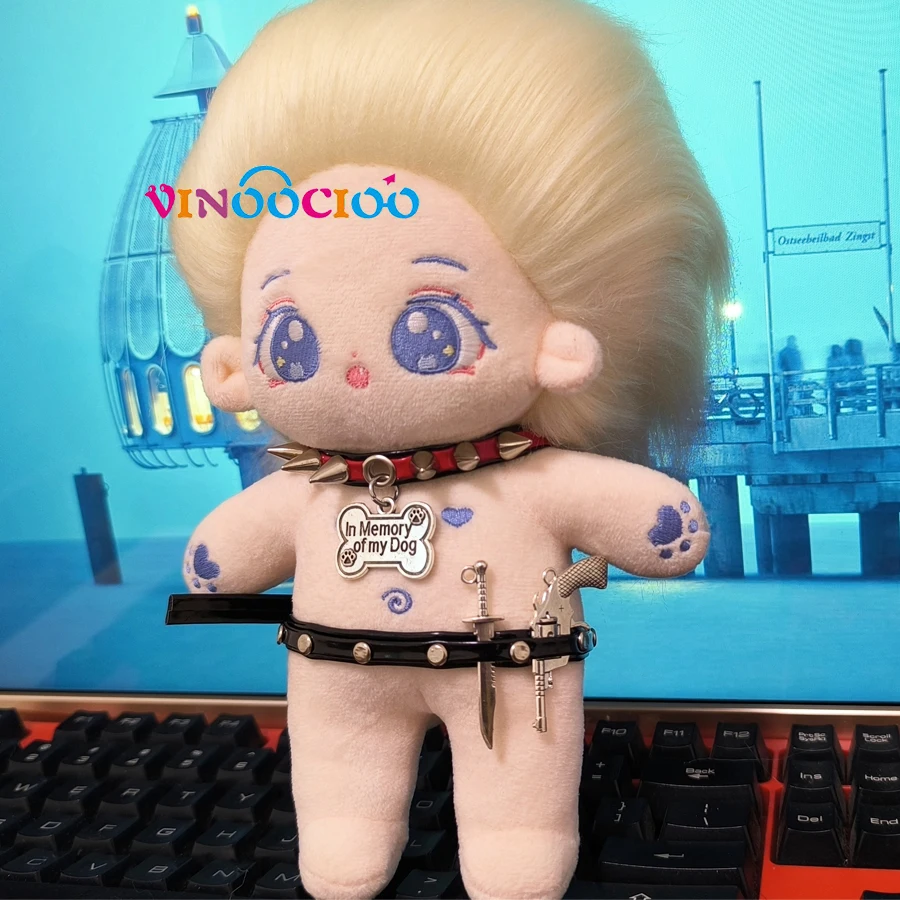 20cm Cotton Doll Accessories Choker Devil Eyes Necklace Leather Belt Waistband with Weapons Punk Style Cotton Doll Accessories