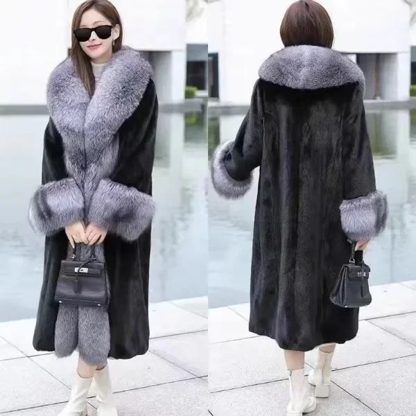 2024 autumn and winter new imitation mink velvet medium and long imitation fur coat mother clothing middle-aged and elderly