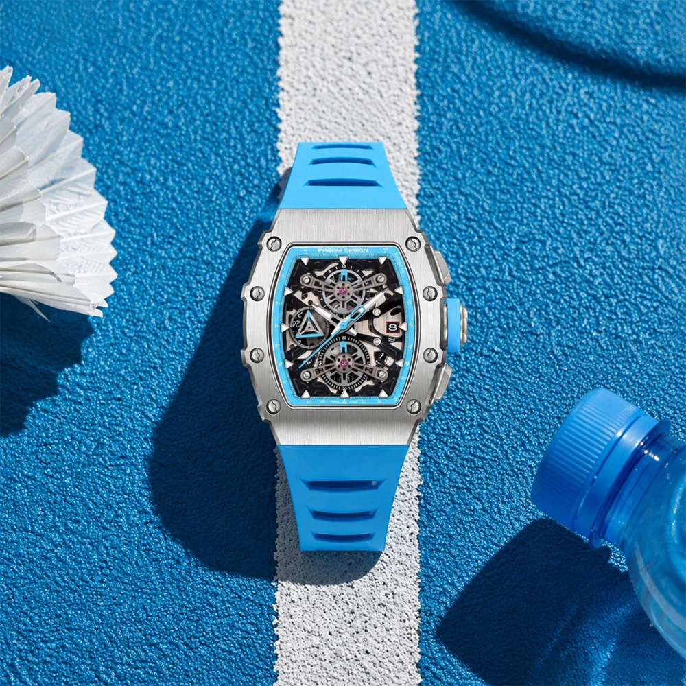 Top Sports PAGANI DESIGN Style Watch Sky Blue Fashion Quartz Watch Outdoor Adventure Waterproof Rubber Luminous Watches for Man
