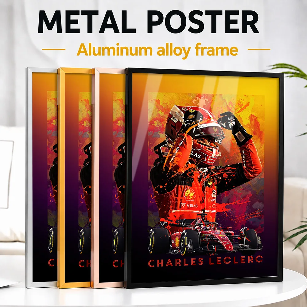 Charles Leclerc Framed Metal Poster Personalized Photo Technical Circuit Style Wall Art For Collector Room Ideal Birthday Gift