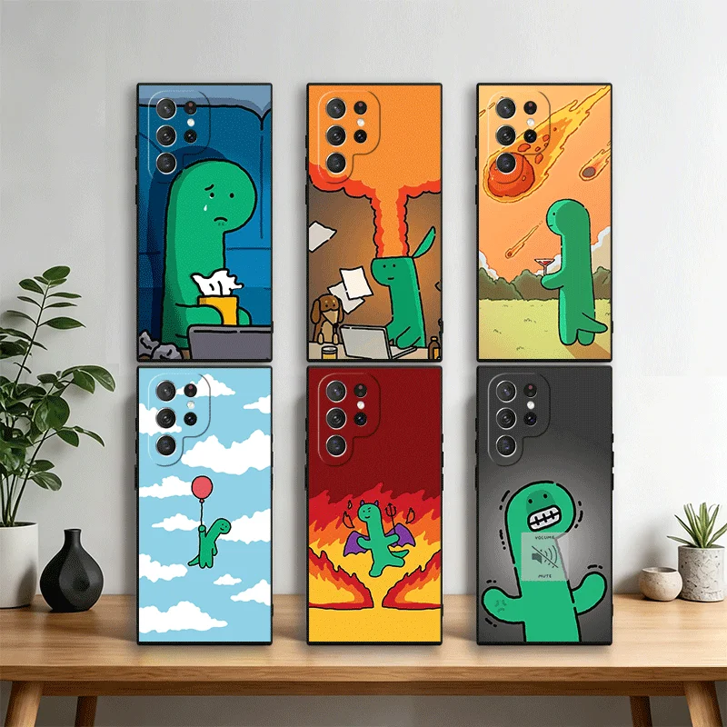 Cartoon J-Joguman Dinosaur Phone Case Cover for Samsung Galaxy S22 S23 Plus S24 FE S25 Edge S26 Ultra S20 S21 + Black Soft Shell