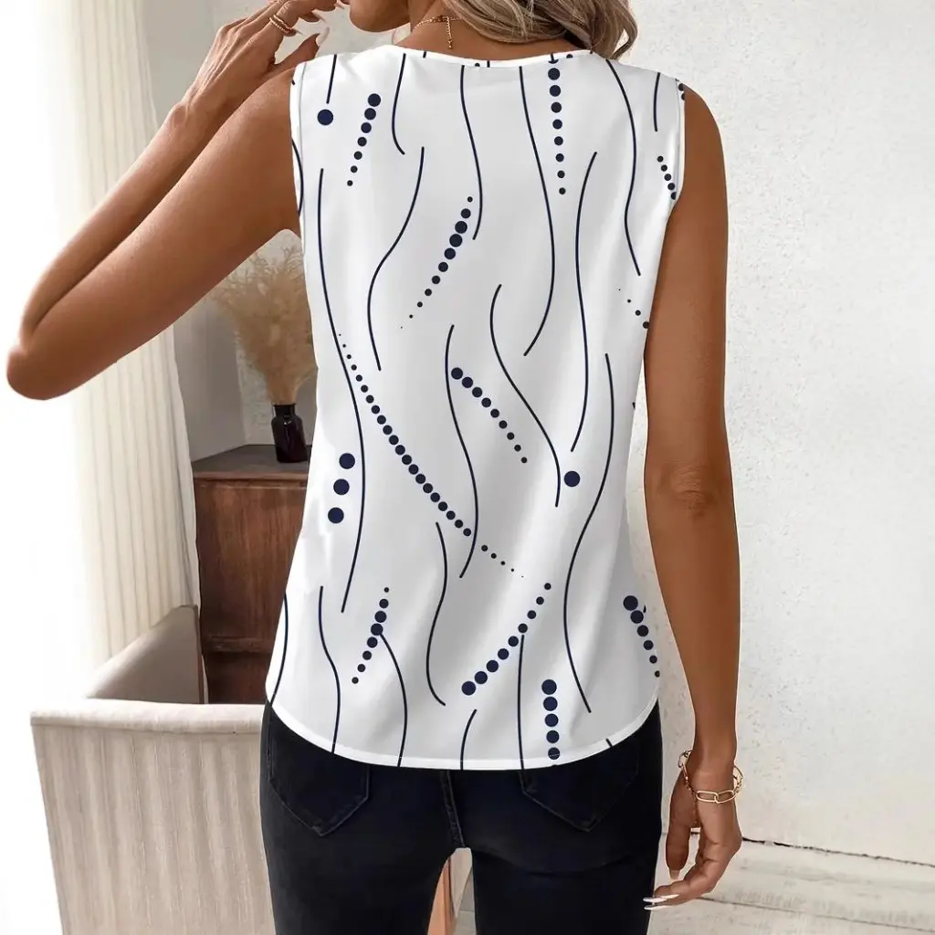 

Women's V-neck Camisole Special Stripe Wave Summer Fashion Outer Wear All-match European And American Style