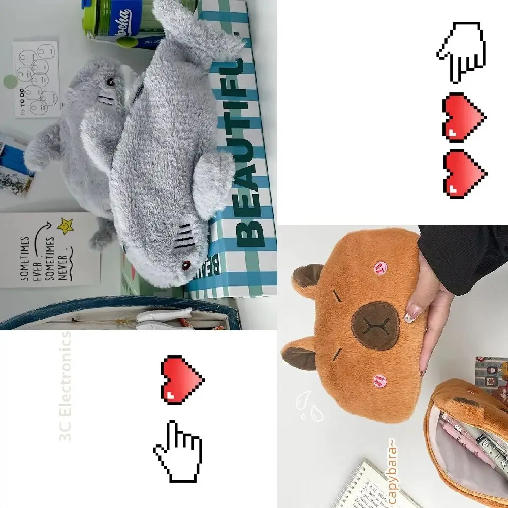 

Winsome мягкий держатель для карандашей в виде акулы, органайзер для макияжа, портативный просторный пенал для ручек, школьные деловые принадлежности