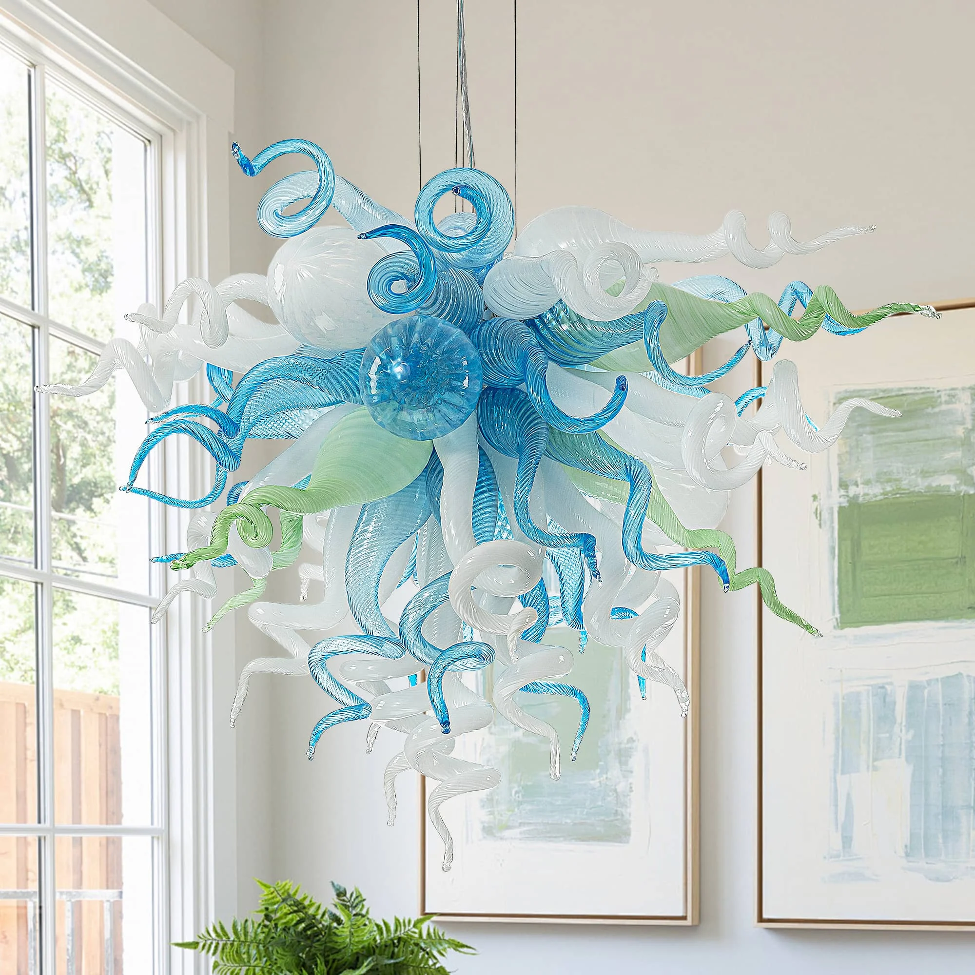 

LONGREE Ocean Breeze Murano Blown Glass Chandelier Ceiling Light for Coastal Interiors Living Room Dining Room