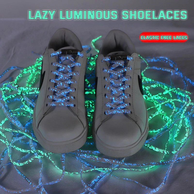 Luminous Elastic Laces Sneakers No Tie Shoelaces Press Lock Shoes Accessories Flats Fluorescent Sports Laces Runnings Shoelaces