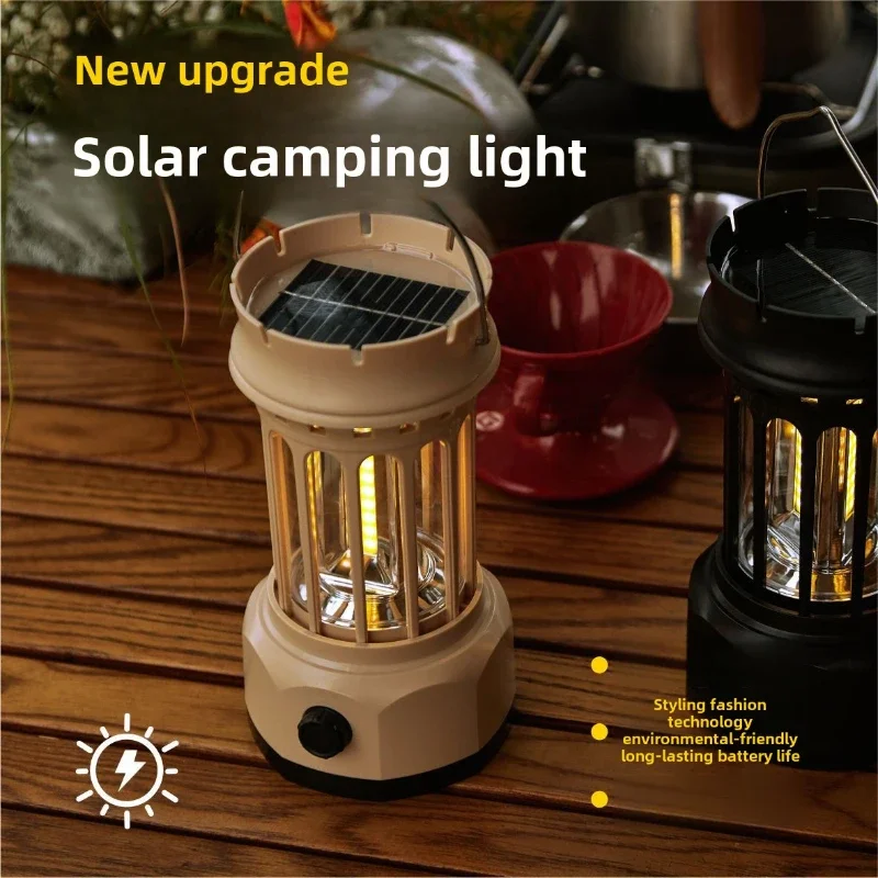 

New solar camping outdoor camping retro atmosphere tent light camp COB lighting portable light