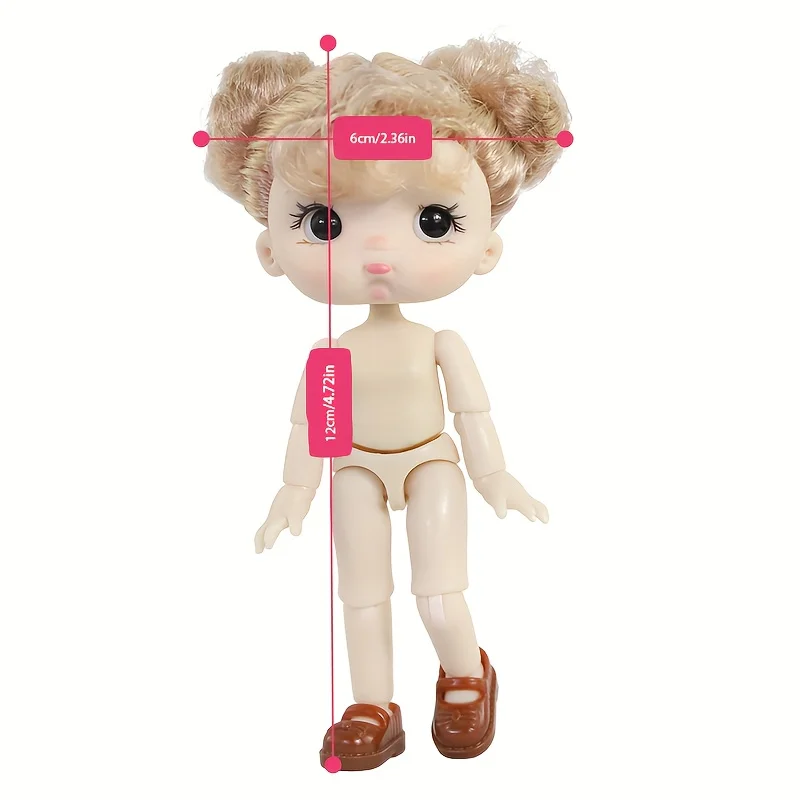 1 ชิ้นของขวัญเด็กที่มีข้อต่อที่สามารถเคลื่อนย้าย, Humanoid ตุ๊กตาน่ารักตุ๊กตา Bjd Mjd ตุ๊กตา 13 ซม. ตุ๊กตาของเล่น