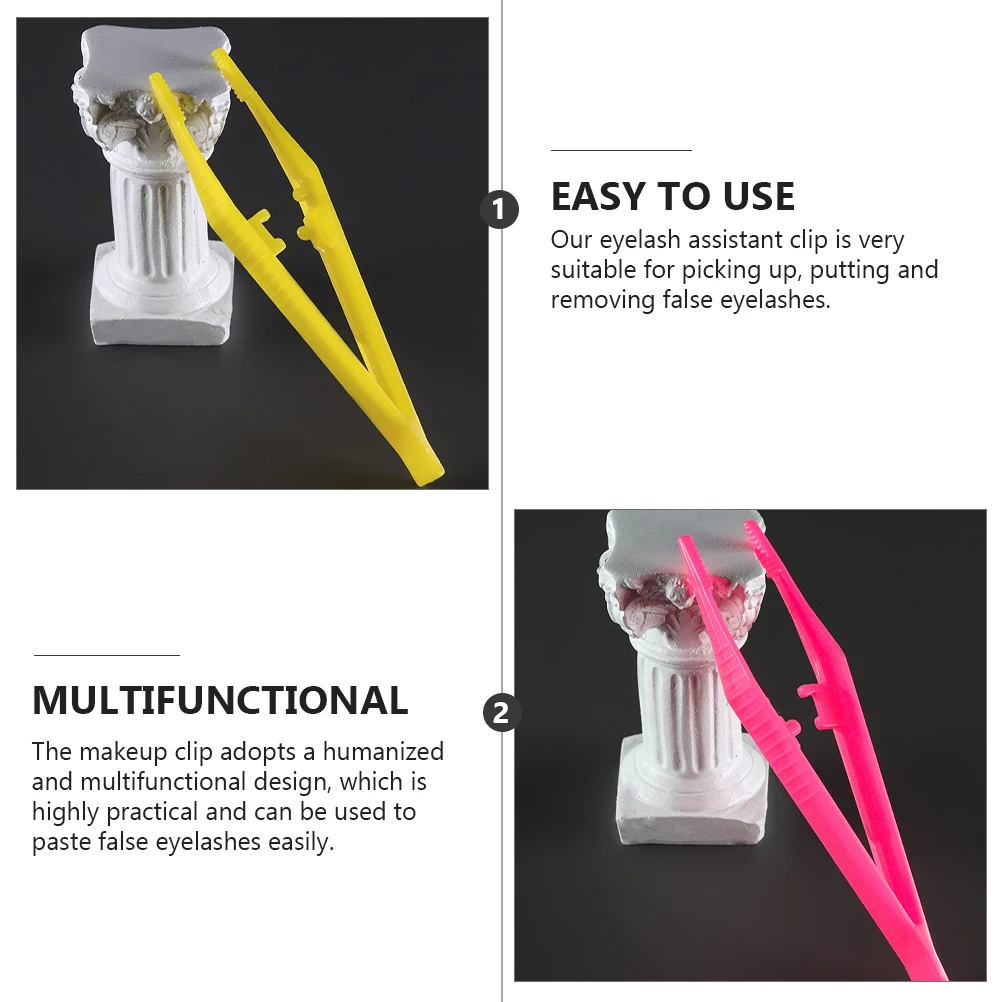 플라스틱 메이크업 핀셋 24개 일회용 속눈썹 연장용 눈썹 애플리케이터 보관용 빗 케이스 포함