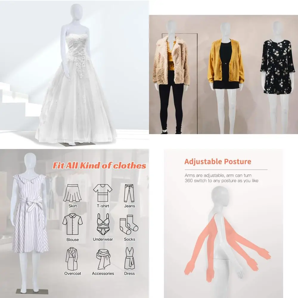 

Realistic 69 Full Body Female Mannequin with Turnable Head and Metal Base for Dress Display