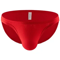 Calzoncillos de algodón roscado para hombre, calzoncillos de cintura baja, ropa interior juvenil transpirable, bolsa convexa en U, lencería, bragas de alta elasticidad