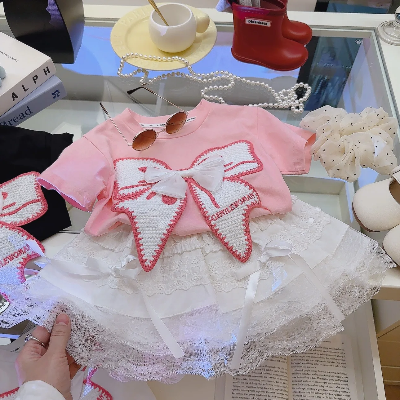 Baby Products Korea - Ensemble de vêtements T-shirt rose pour