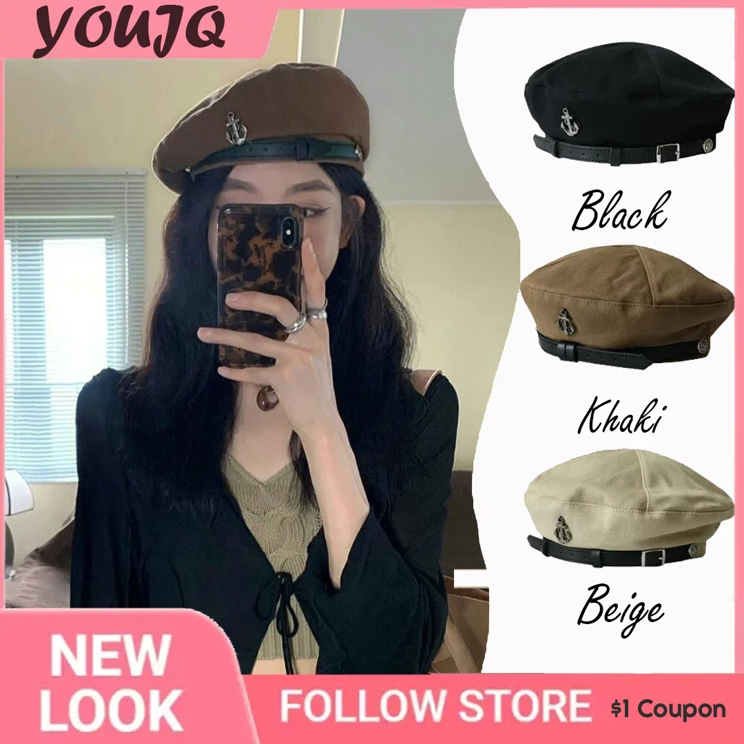 Maillard Women Brown British Retro Woolen Beret Cap Autumn Winter Military Cap Versatile Painter Hats Woman Octagonal Cap Gorras