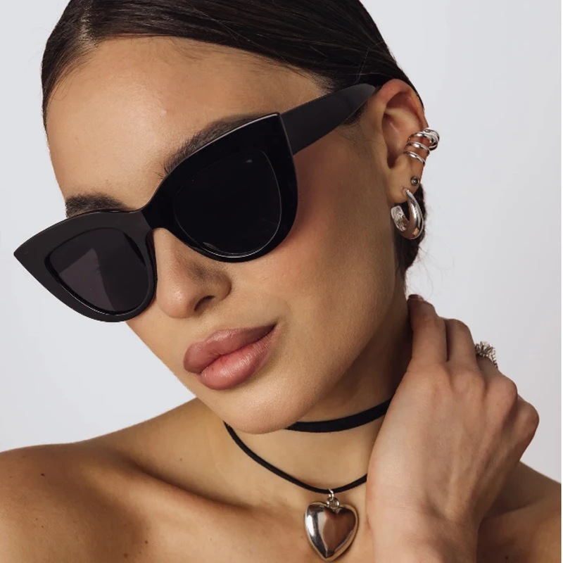 

2 шт. модные солнцезащитные очки «кошачий глаз» с градиентом, женские винтажные очки в большой оправе, простой дизайн, солнцезащитные очки для женщин UV400