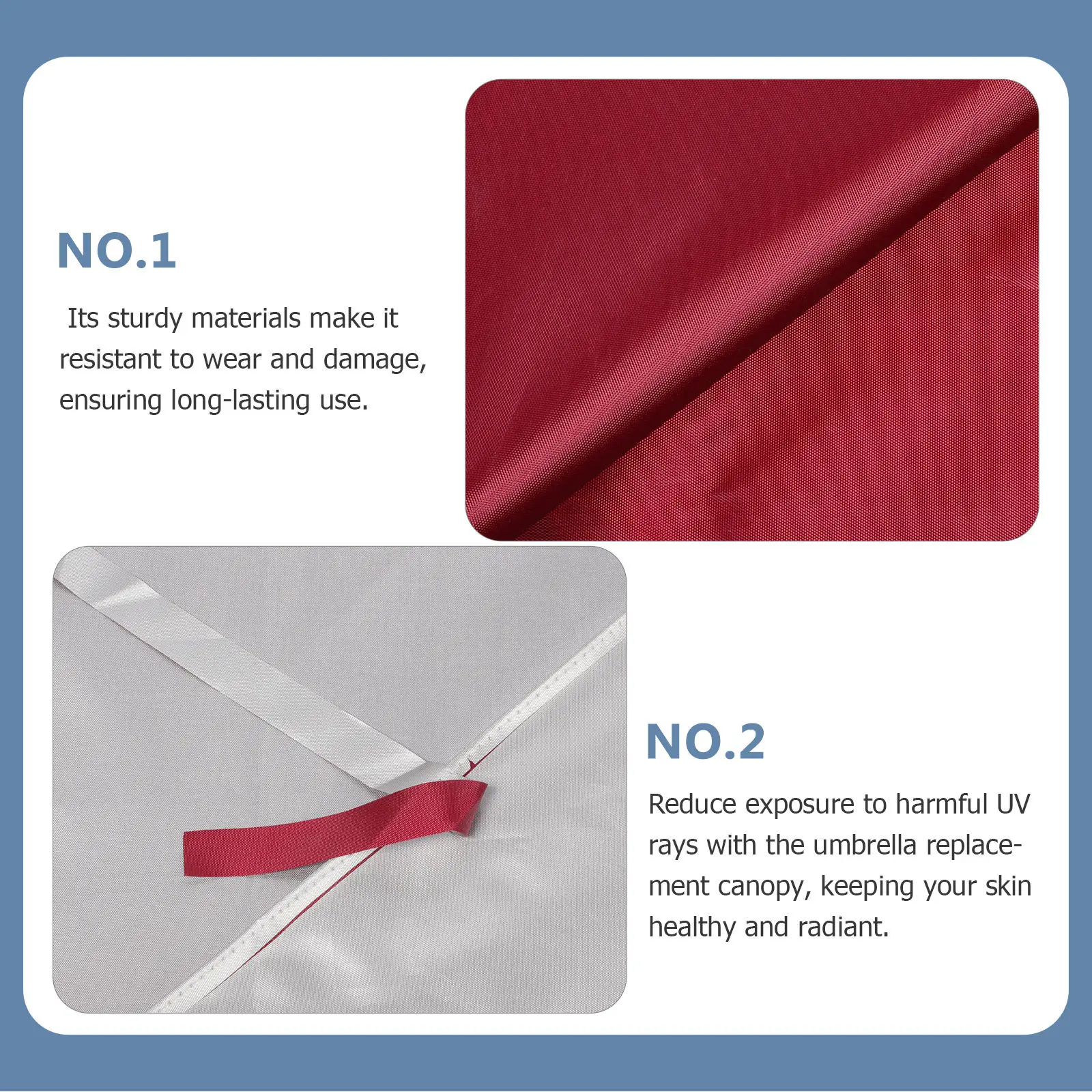 Patio Umbrella Canopy Replacement Heavy-Duty Uv Protection Rainproof Windproof Outdoor Garden Shade Fabric for 9Ft 10Ft