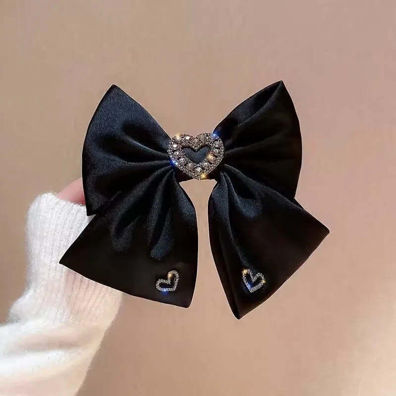 Neue Stoff Bogen Haar Clips Kristall Herz-förmigen Frühling Clip Haarnadeln für Frauen Barrettes Koreanische Kopfschmuck Mädchen Haar Zubehör – Detail 6
