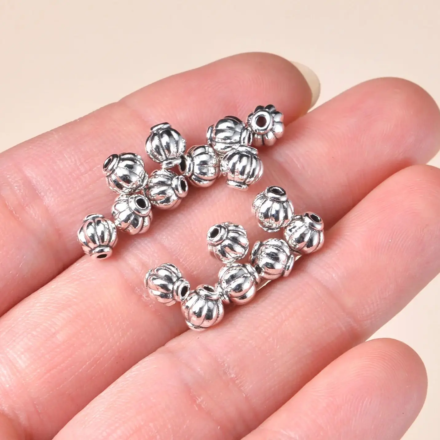 Gold/Silver Plated Brass Round Lantern Shapped Beads Supplies For Jewelry Making DIY Accessories Spacer Bead Findings