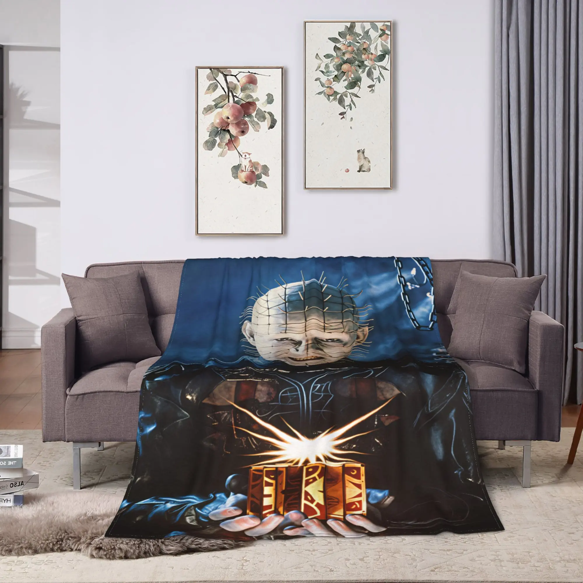 Hellraiser Horror Movie Warm Soft Blanket  Picnic Plush Throw Blanket Novelty Bedroom Flannel Bedspread Sofa Bed Cover