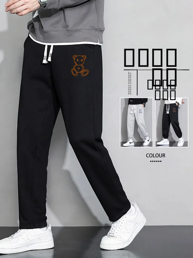 

Мужские свободные брюки прямого кроя на весну-лето с завязками, универсальные спортивные брюки для студентов, модные брюки 7/8 длины