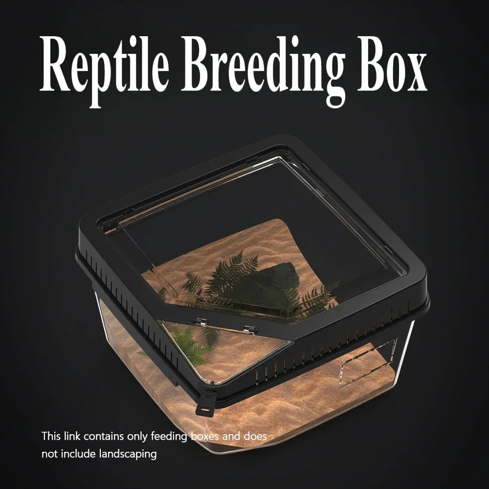 Reptile Habitat Terrarium Breeding Box Transparent Acrylic Anti-escape Feeding Box with Thermometer for Lizard Scorpion Spider