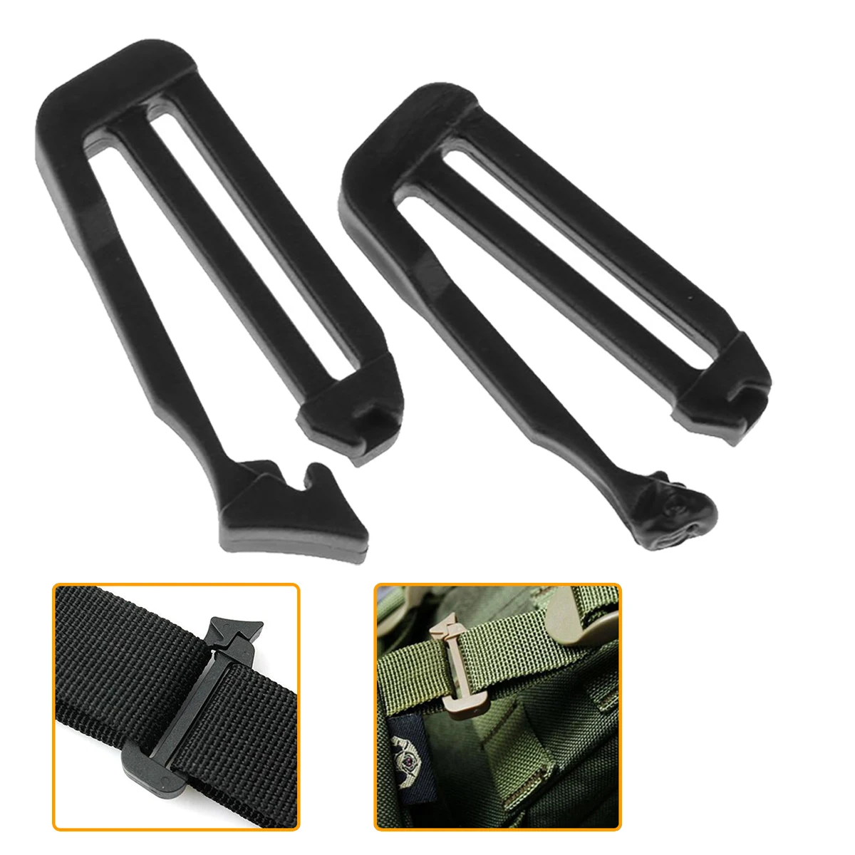 Anti Slip Japanese Buckle Connection Clip, Backpack and Tactical Vest Equipment Adjustment Buckle, 25mm, 10 Pcs