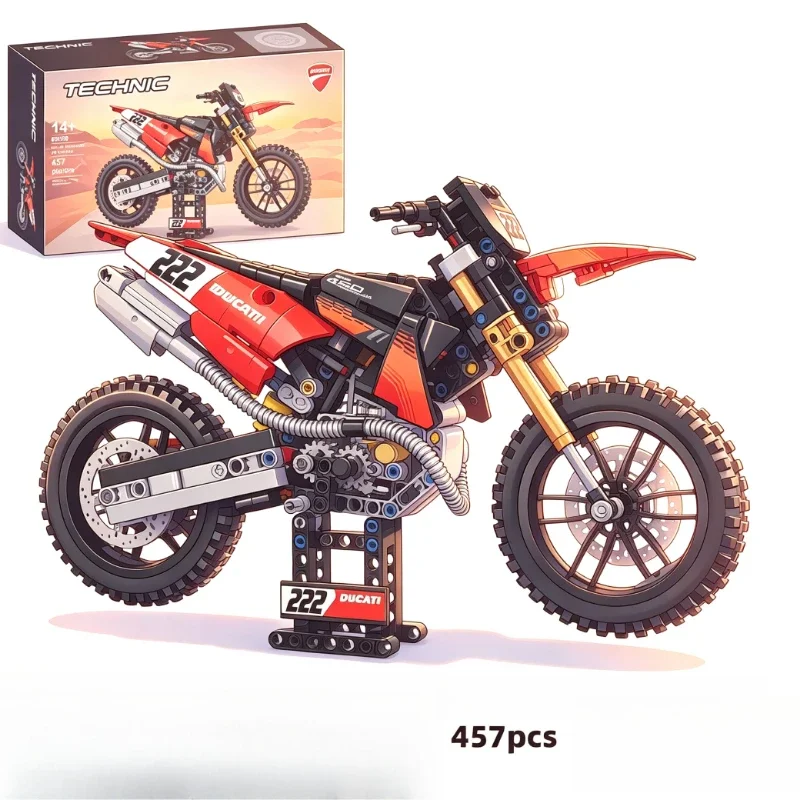 MOC 457PCS Dirt Bike ORV Motorcycle Building Blocks, Motor Vehicle Assembly Brick Model, Premium Party Favor Holiday