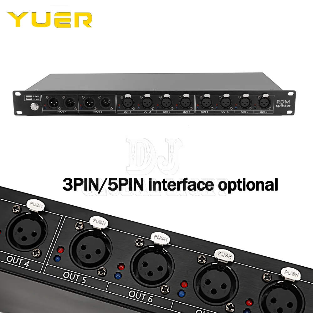 Высококачественный 8-канальный разветвитель DMX DMX512, освещение сцены, усилитель сигнала, разветвитель, 8-полосный распределитель DMX