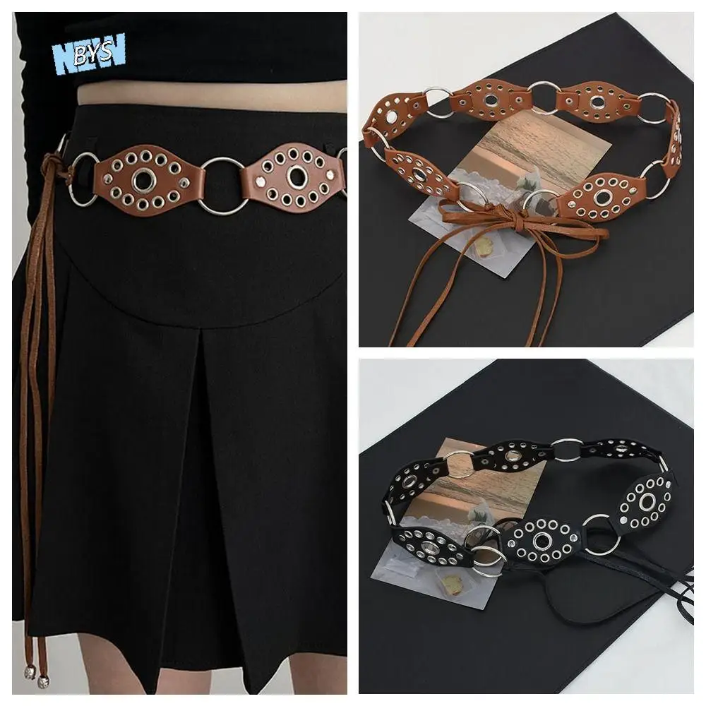 

Модный металлический ремень с заклепками, полое кольцо Y2K, пояс в стиле пастушки в западном стиле, широкий женский пояс, джинсы в корейском стиле
