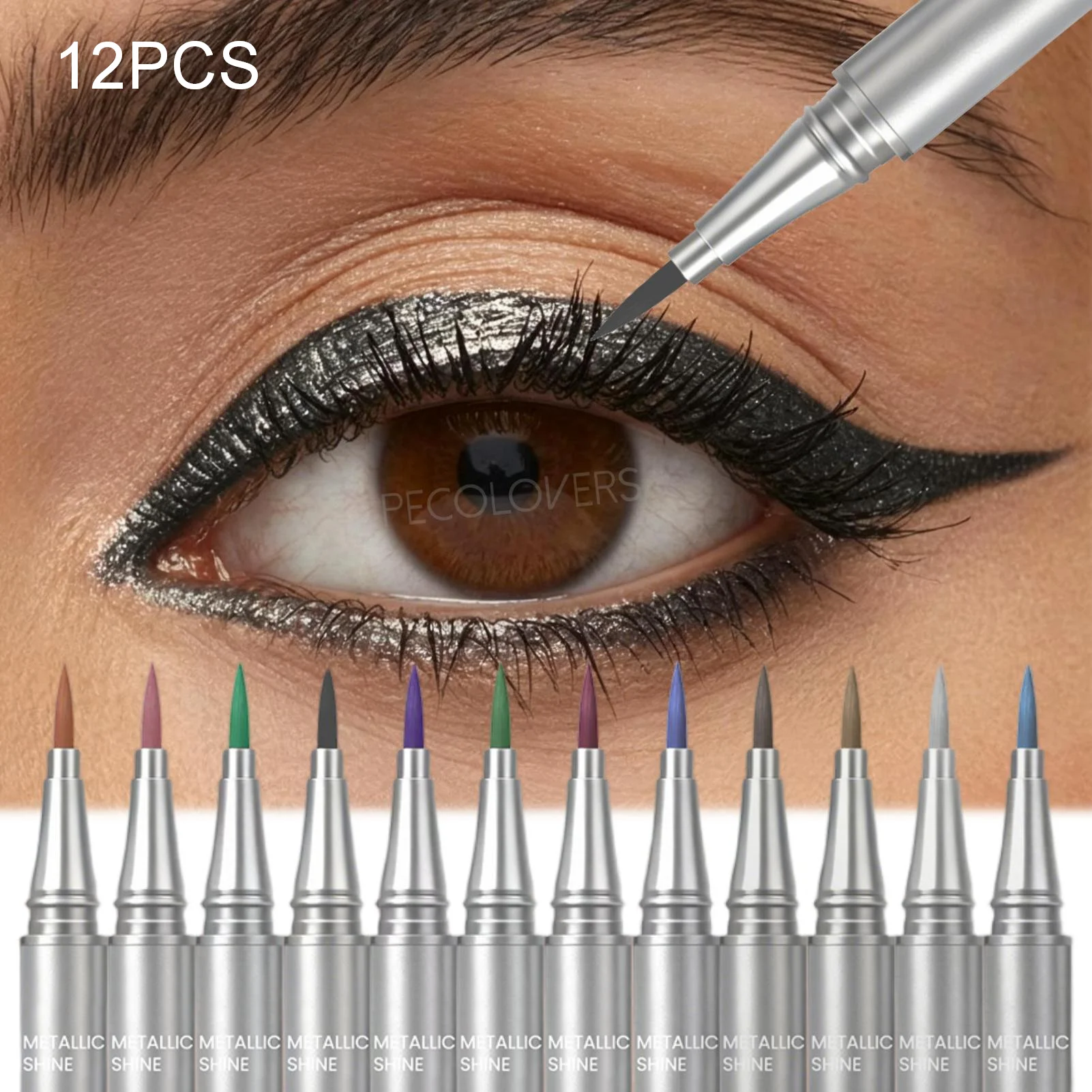 12PCS/SET 12 Colors Pearlescent Eyeliner Waterproof and Long-lasting Glitter New Eyeliner Colorful Eyeliner