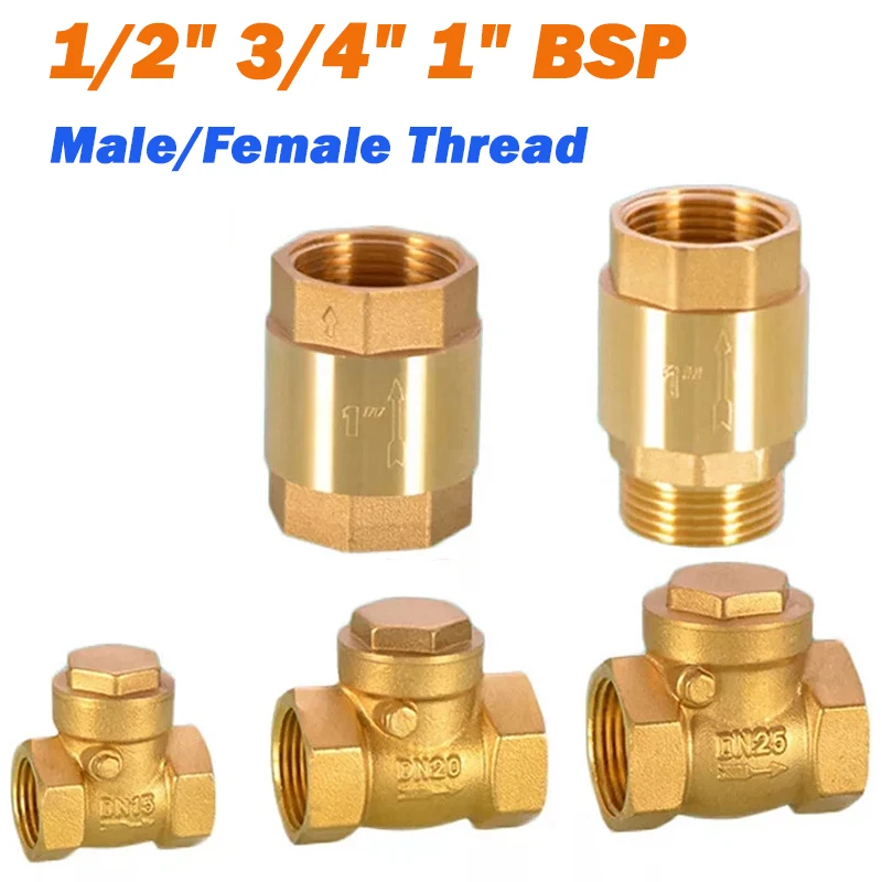 

1 шт. 1/2 "3/4" 1 "BSP латунные односторонние пружинные обратные клапаны с наружной/внутревой резьбой обратный клапан клапан водяного насоса