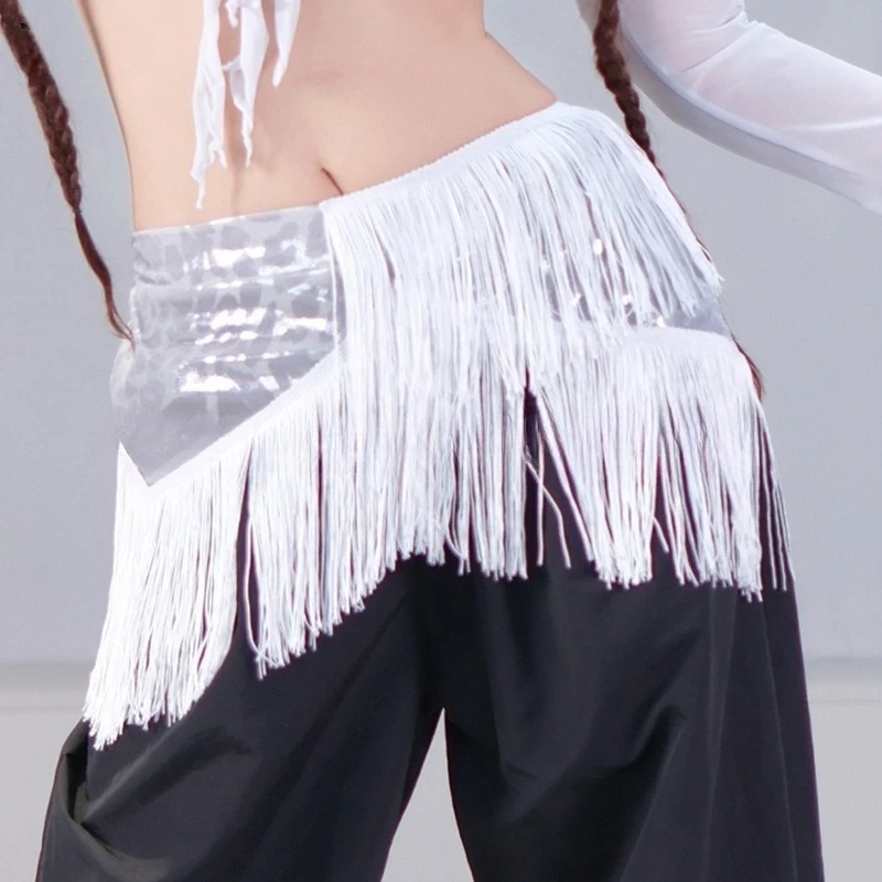 벨리댄스 힙 타월 레오파드 프린트 프린지 웨이스트 체인 연습 무대 공연 벨트