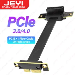 JEYI PCIe 3.0/4.0 X1 Riser Cable, 90° Right Angle PCI Express X1 Extension Cable for PCIe WiFi Card, M.2 Adapter, USB PCIe Card