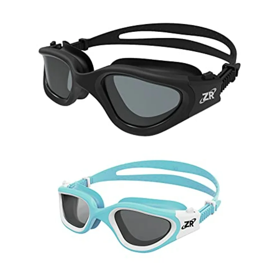 

Swim goggles for kids and adults, polarized polycarbonate lenses, black frame with blue tint, UV protection and anti-fog coatin