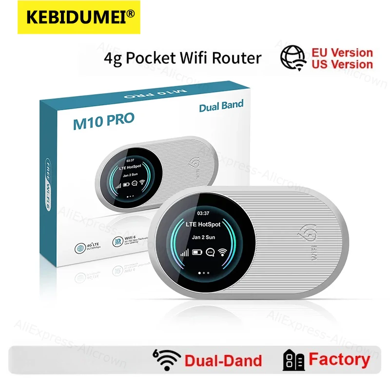 

KEBIDUMEI 4G LTE WiFi 6 Pocket Mobile WiFi Router 3000mAh 229Mbps Sim Card Modem Portable Travel MiFi Hotspot For Outdoor Travel