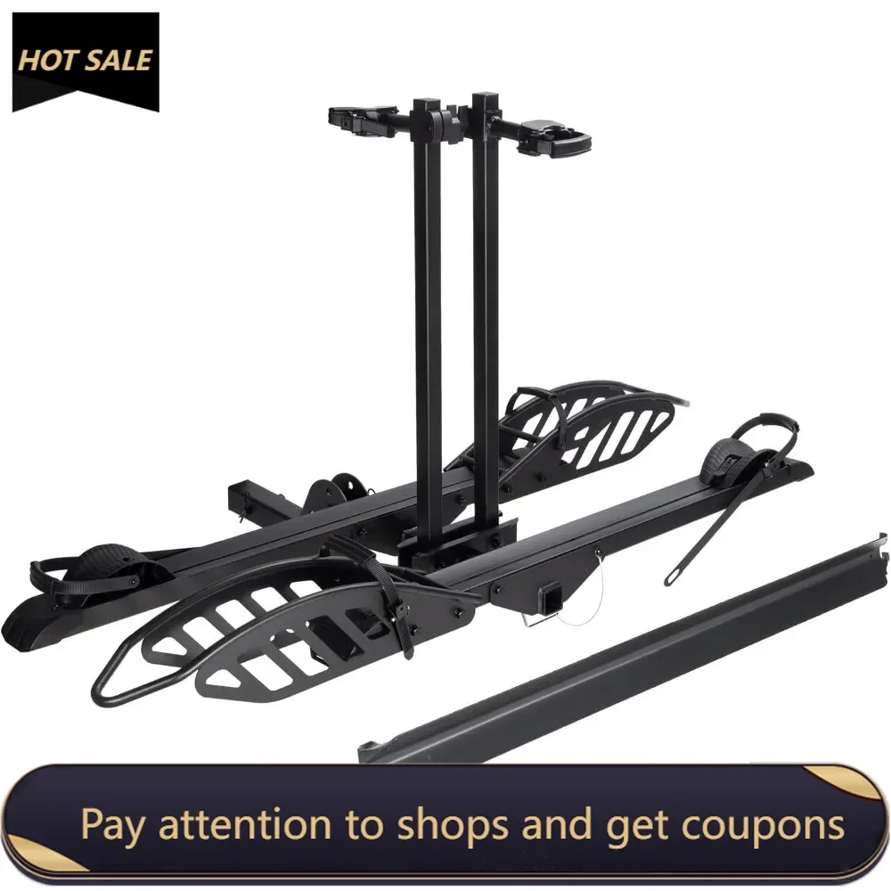 

Hitch 2-Bike Rack with Ramp Mate R, 200 lbs Capacity E-Bike Carrier for Cars Trucks SUVs Minivans RV, Trailer Foldable Platform