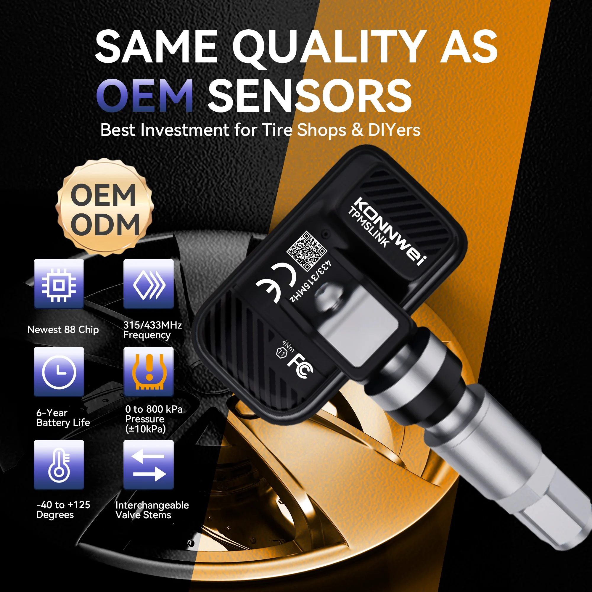 2026 KONNWEI TPMS Sensors 433/315MHz Dual-channel Wireless Programing OBD Relearn Tool CELL PHONE Tire Pressure Monitor System - view 5