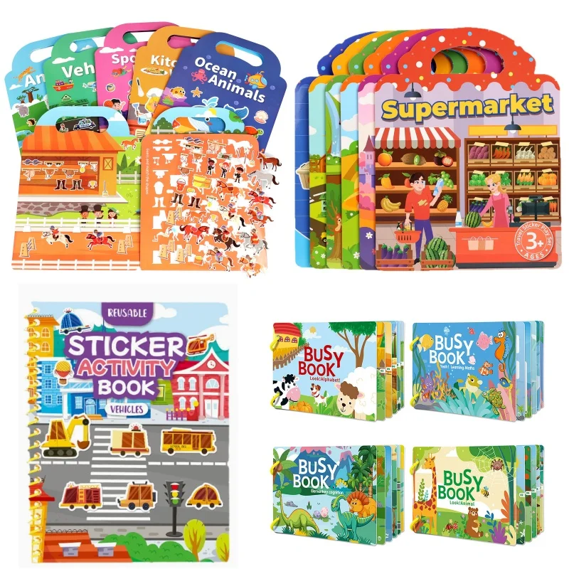 multi-theme-reusable-sticker-book-set-for-kids-vehicles-vehicles-bubble-sticker-jelly-stickers-educational-learning-toys