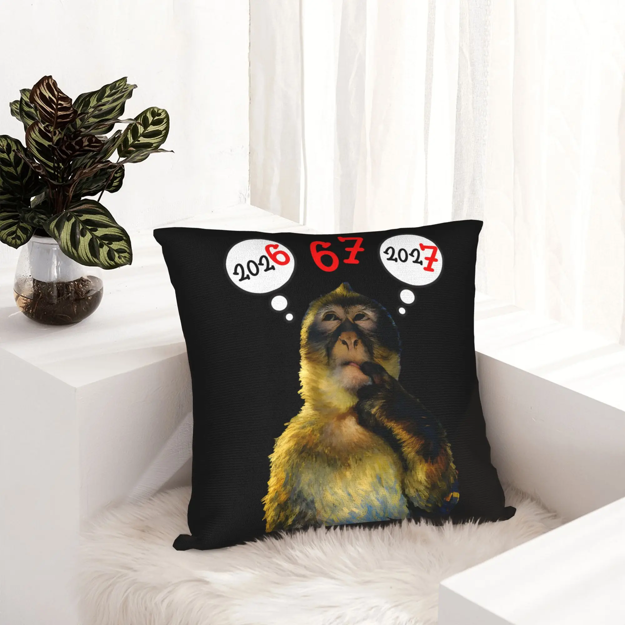 Thinking Monkey Meme Pillowcase Double-sided Printing Polyester Cushion Cover Gift  Pillow Case Cover Home Wholesale 40*40cm