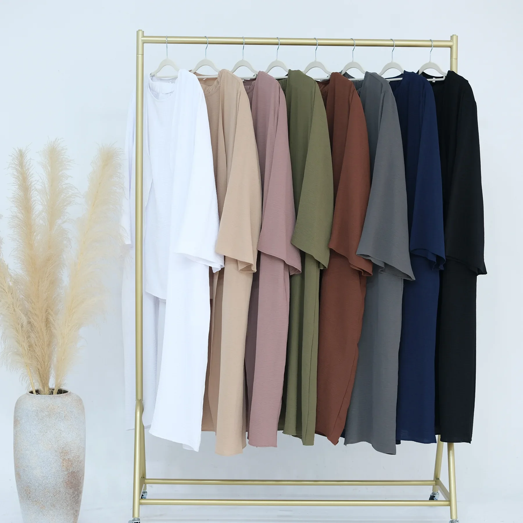 Muslim Islam Abaya Set Three Piece Set Casual Loose Malaysia Indonesian Arab Sleeveless Tops & Pants With Open Abaya 3 PCS Set
