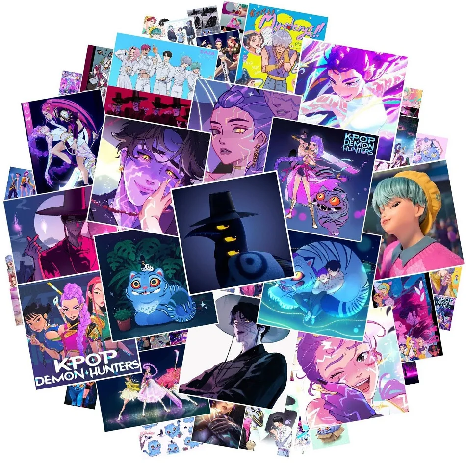 Anime KPOP Demon Hunters Stickers Korean ldol Movie Waterproof Water Stickers Suitable For Water Bottles Laptops And Computers