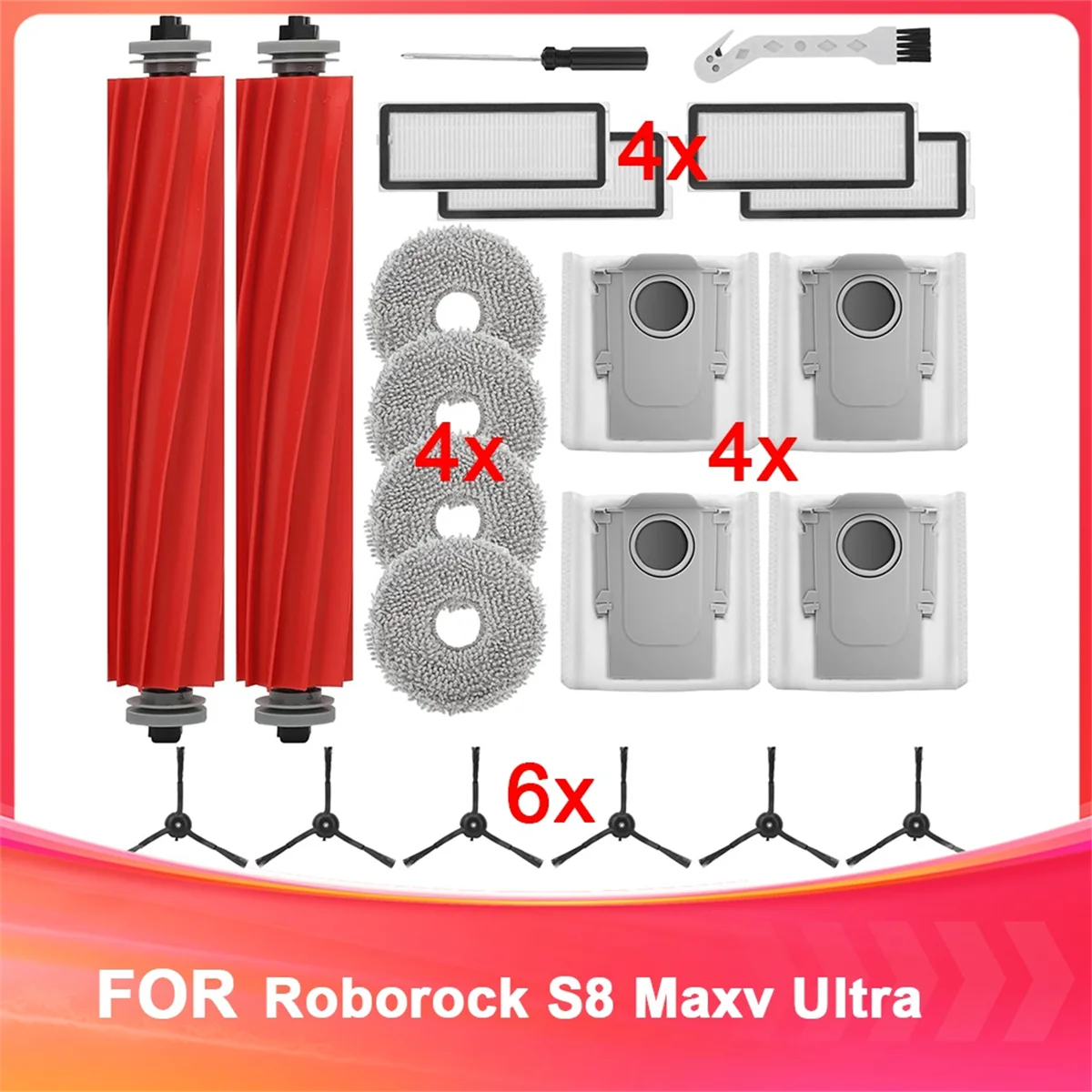 B26B Accessories Compatible with Roborock Q Revo Rbot Vacuum Cleaner, Roller Brushes,HEPA Filters, Dust Bags,Side Brushes