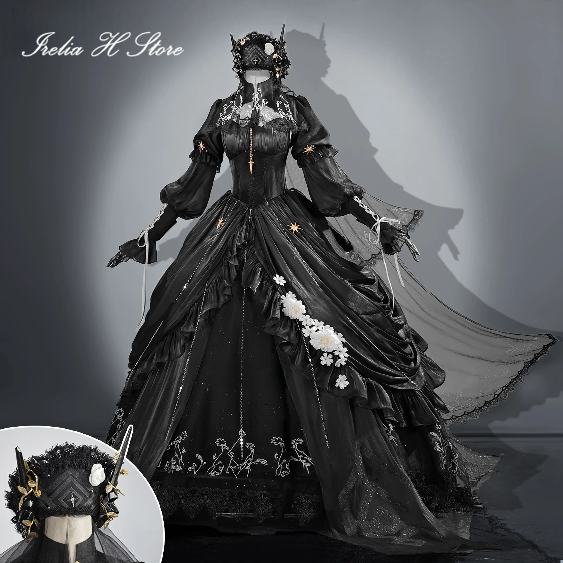 Irelia H Store أزياء فرسان تيريزا المدنية إترننا التأثيرية للنساء أزياء الهالوين فساتين سوداء