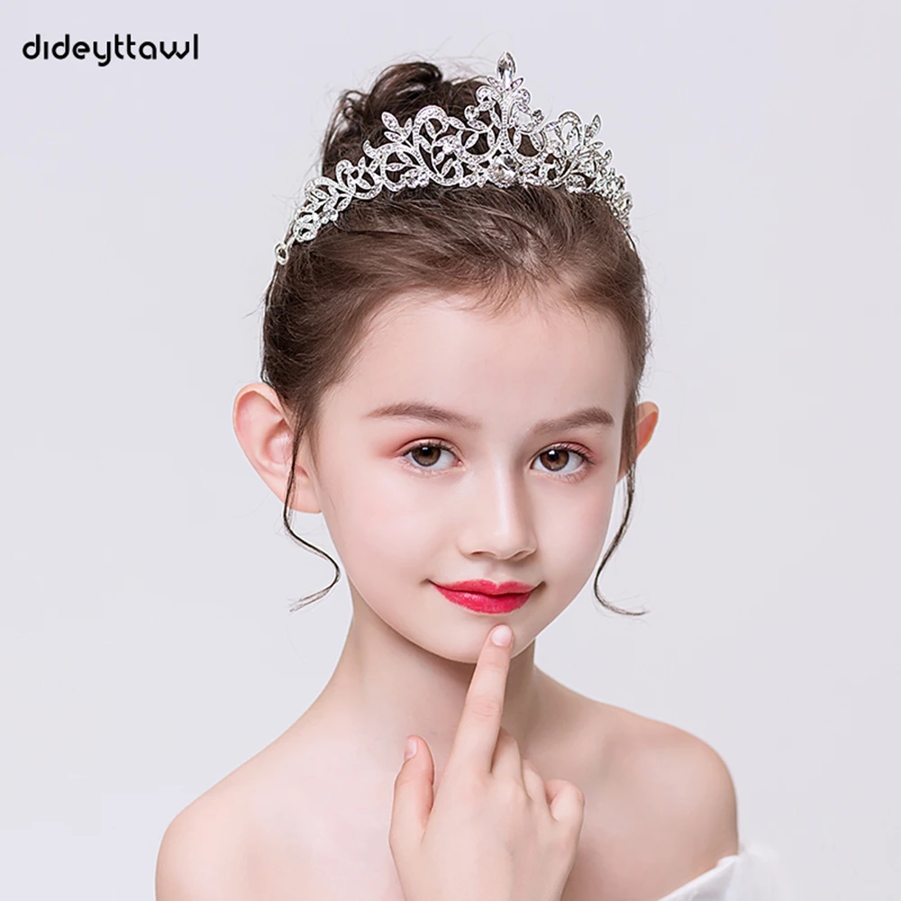 

Dideyttawl Metal Crystal Children Headwear Rhinestone Girls Tiara For Wedding Birthday Party Hair Accessories High Quality