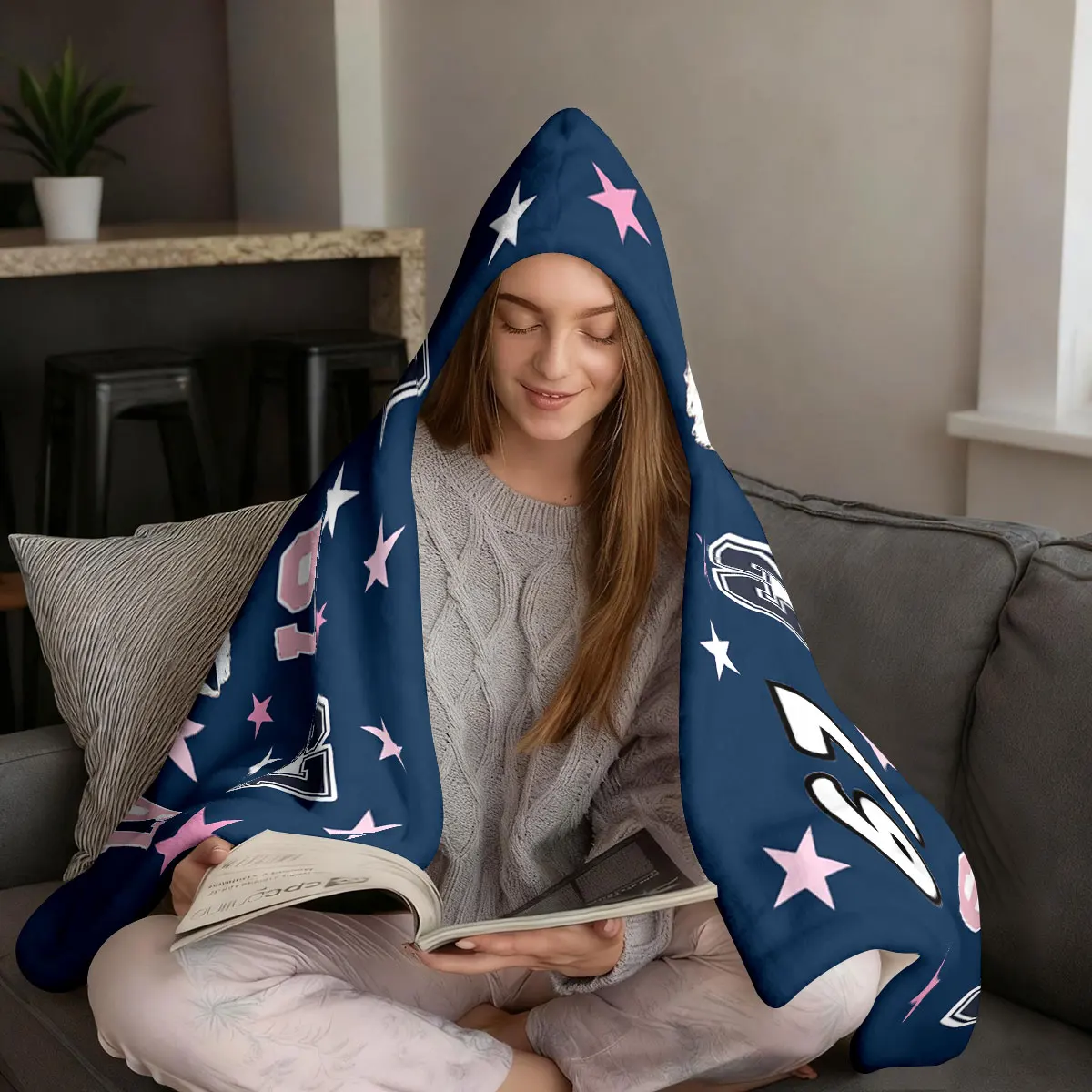 1 шт., фланелевое одеяло с капюшоном и шестью семи элементами, носимое одеяло-накидка, мягкое и теплое, одеяло разных размеров для сна и отдыха