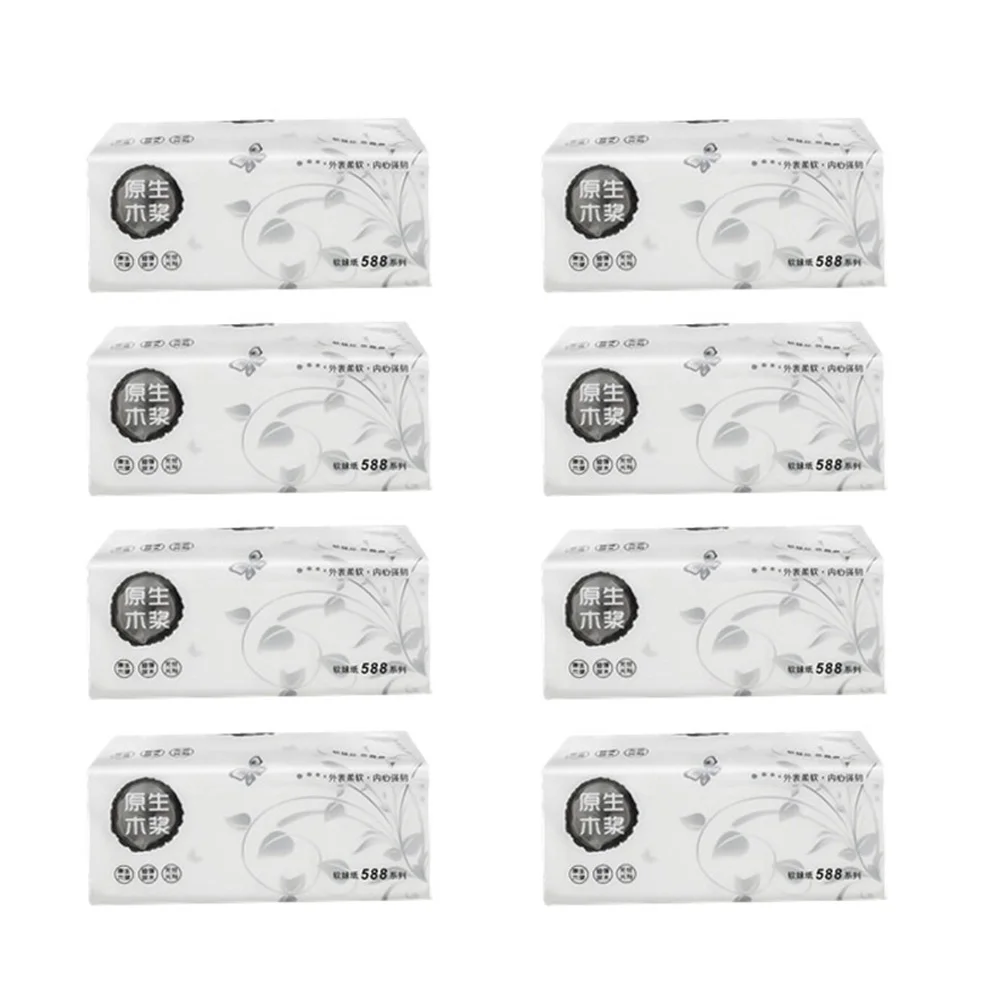 

8pcs Extraction Type Papers Household Paper Multi-use Pulp Paper for Home Kitchen Restaurant KTV (White)