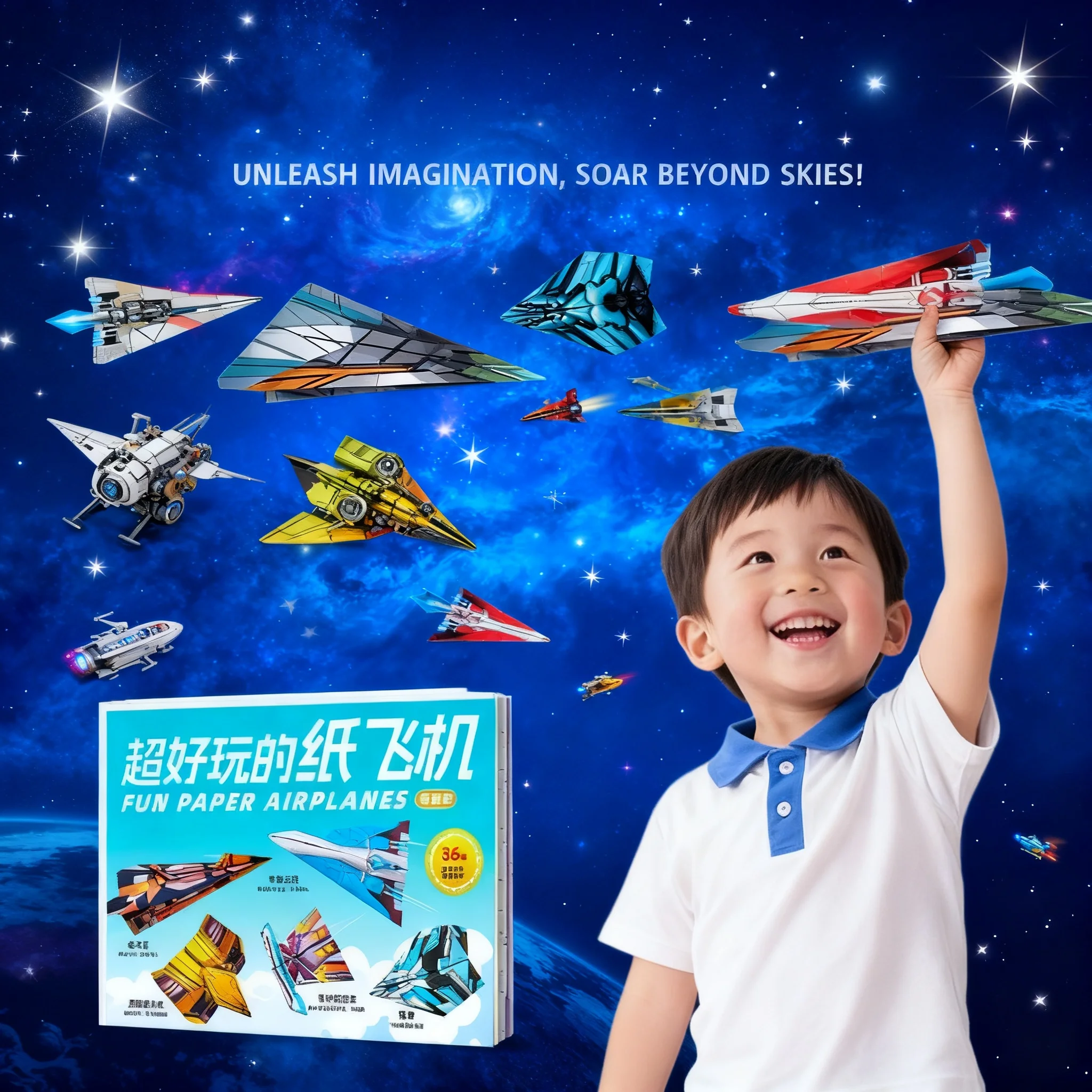

36Pcs DIY Origami Airplane Children Hands-On Educational Puzzle Toy Parent-Child Full-Color Handmade Craft Toy Airplane Ability
