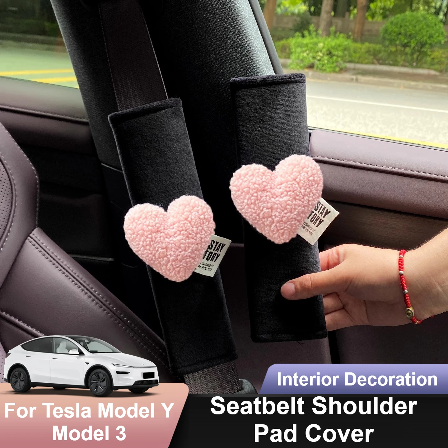 Sicherheitsgurt-Schulterpolster-Abdeckung für Tesla Model Y, Modell 3, Anti-Scheuern, Anti-Griff, Damen-Sicherheitsgurt-Dekoration, Auto-Innenzubehör