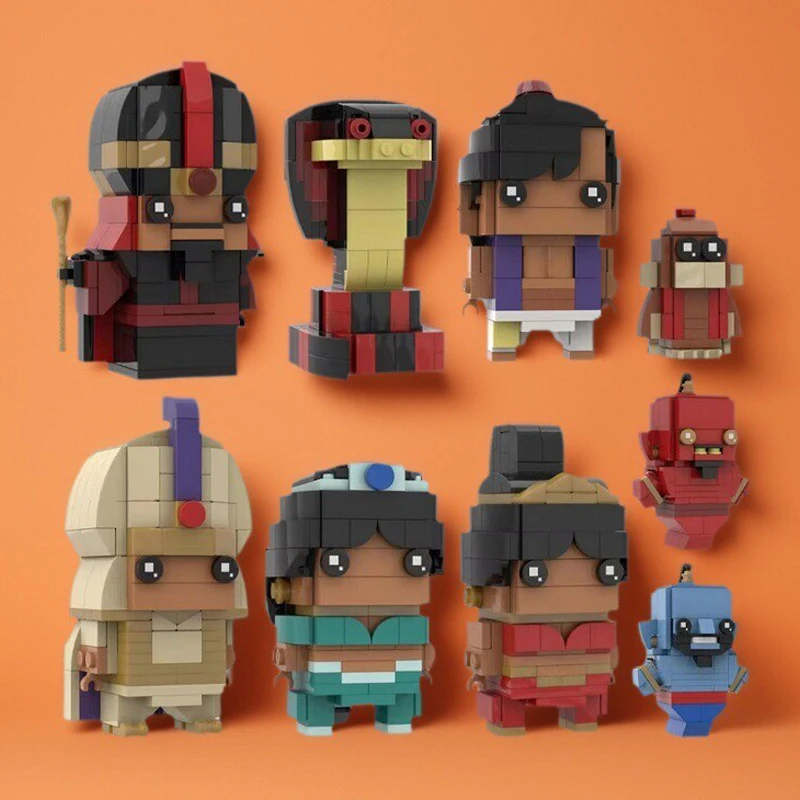 

Animated Movie Figure Lamp Elf Building Blocks MOC Cartoon Doll Jafar Snake BrickHeadz Model DIY Children's Assembly Toy Gift