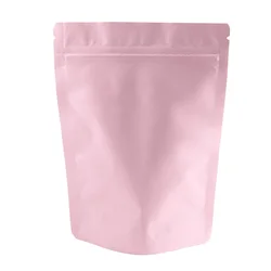 100pcs Matte Pink Doypack Heat Sealing  Candy Gummy Smell Proof Resealable Packaging  Aluminum Foil Zipper Bags For Food