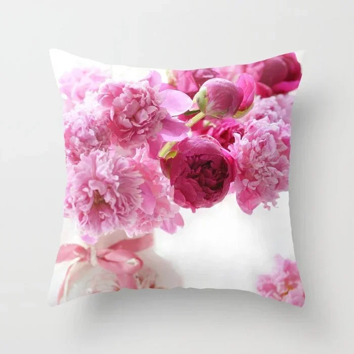 Rose Flowers Nordic Style Double-sided Printed pillow cover Short plush Suitable living rooms bedrooms sofas throw cushion cover