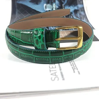 جلد طبيعي نمط التمساح حزام المرأة Ins نمط بسيط تنوعا الجينز اكسسوارات الأزياء متفوقة مصمم الحزام